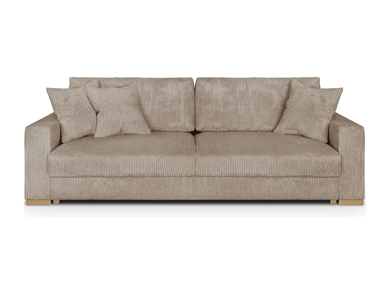 Canapé convertible 3 places en velours côtelé taupe - Robin
