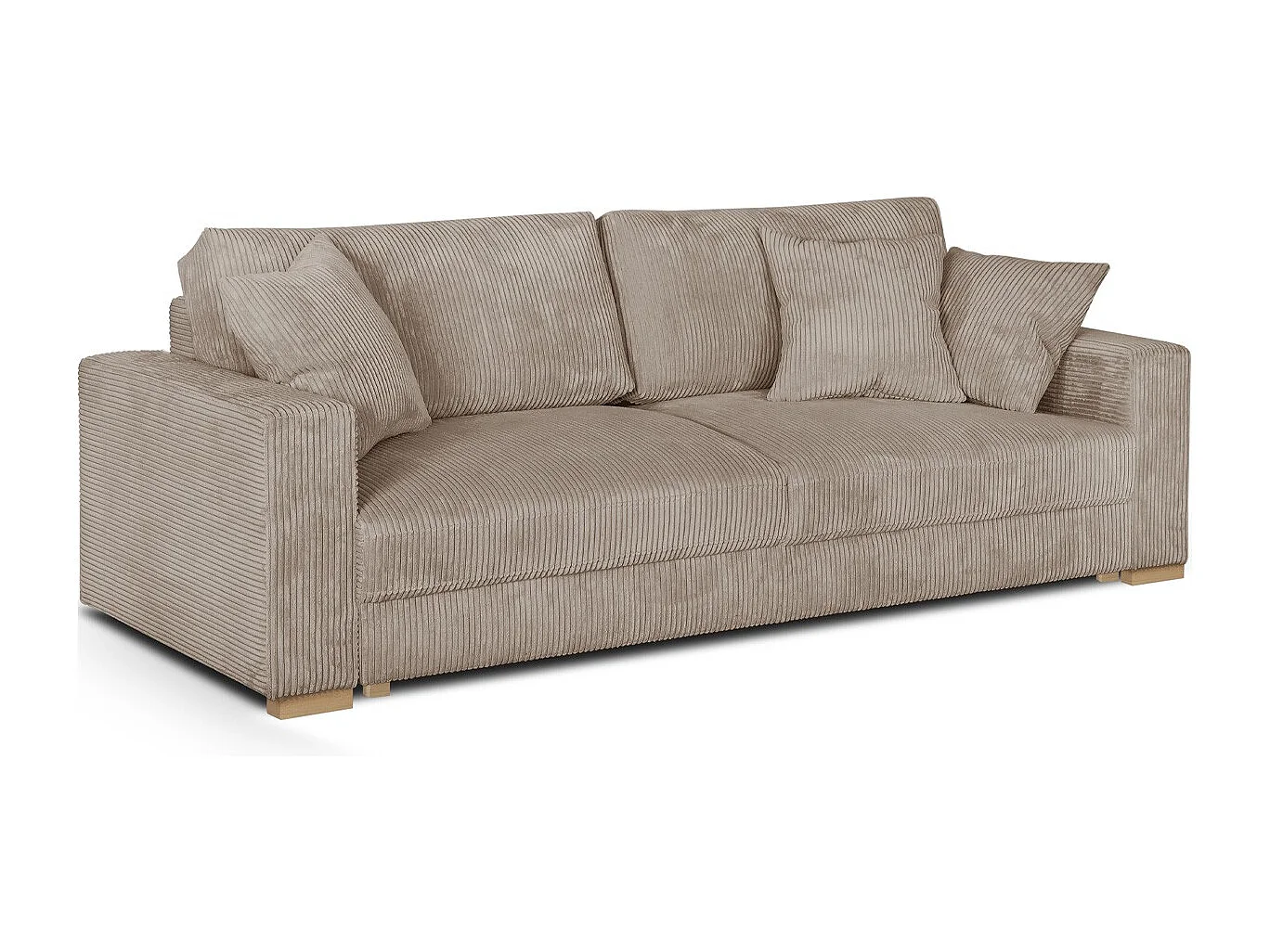 Canapé convertible 3 places en velours côtelé taupe - Robin
