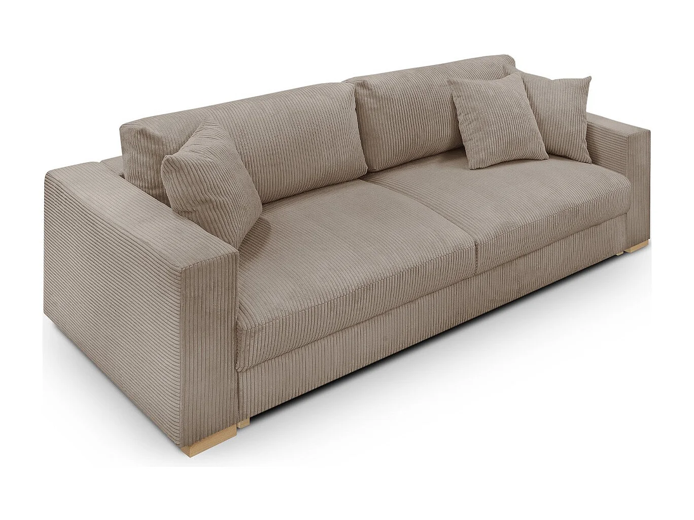 Canapé convertible 3 places en velours côtelé taupe - Robin