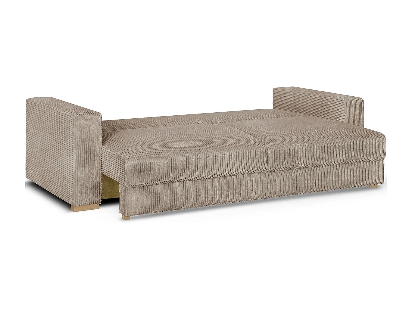 Canapé convertible 3 places en velours côtelé taupe - Robin