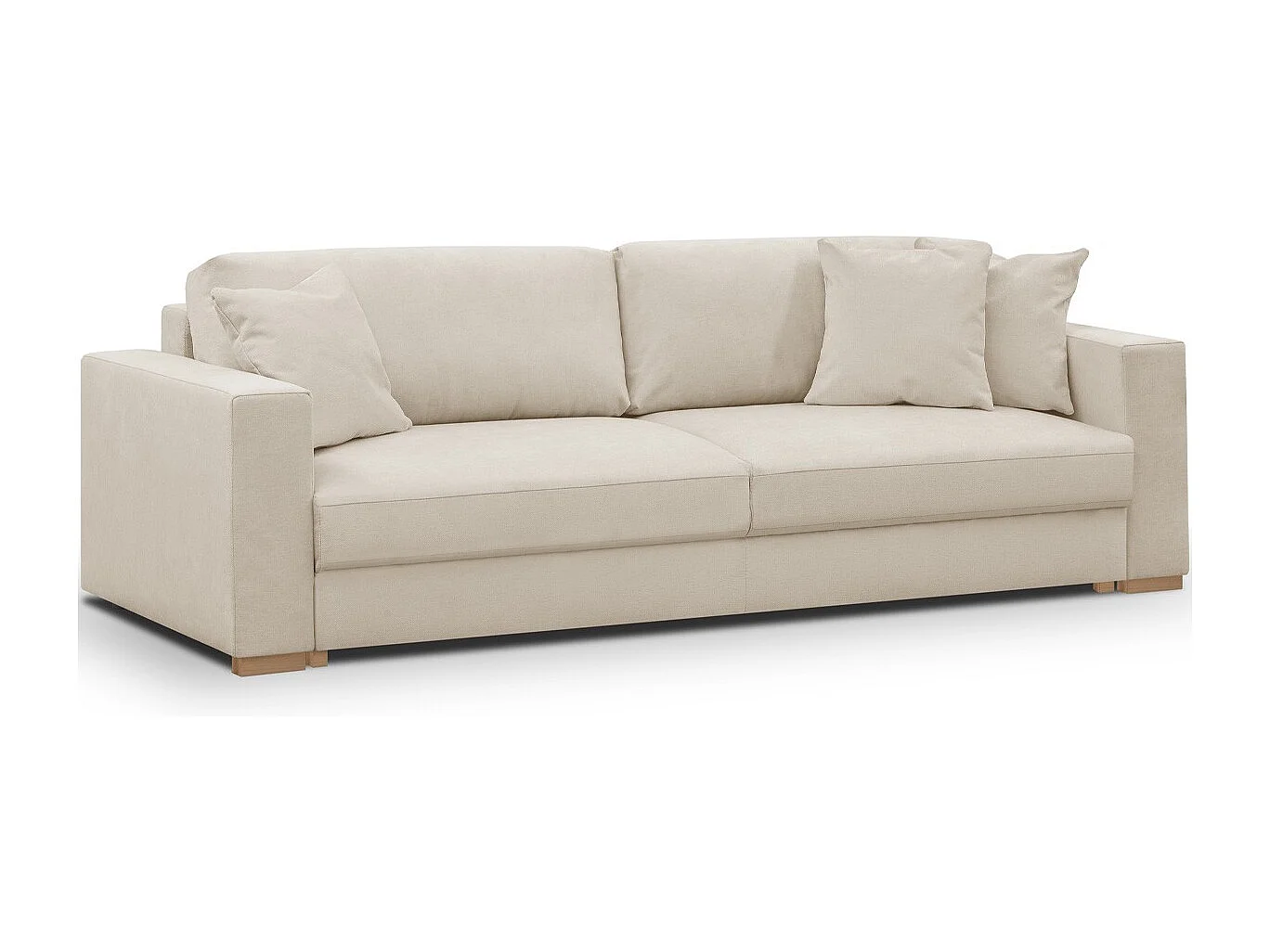 Canapé convertible 3 places en tissu chenille beige - Robin