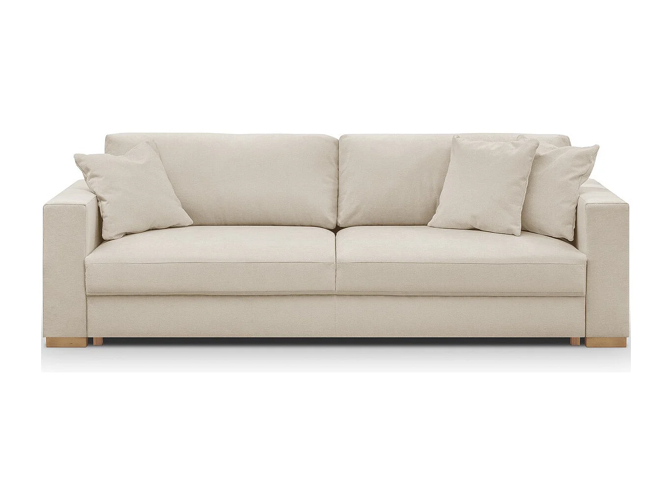 Canapé convertible 3 places en tissu chenille beige - Robin