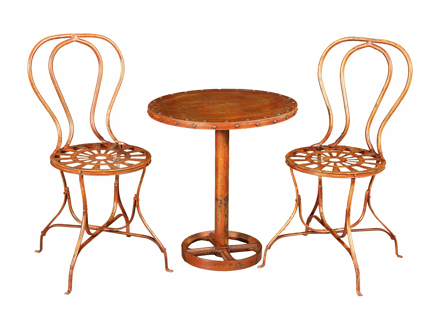 BISCOTTINI Table de Jardin - Fonte avec Finition Rouge Antique - Table de Jardin - Balcon - Terrasse - Table de Café - 61x61x77 cm