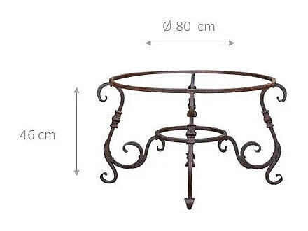 BISCOTTINI Pied de Table - Fonte avec Finition Antique - Table d'Appoint - Table de Jardin - Terrasse - Balcon - Table Basse - 80x80x46 cm