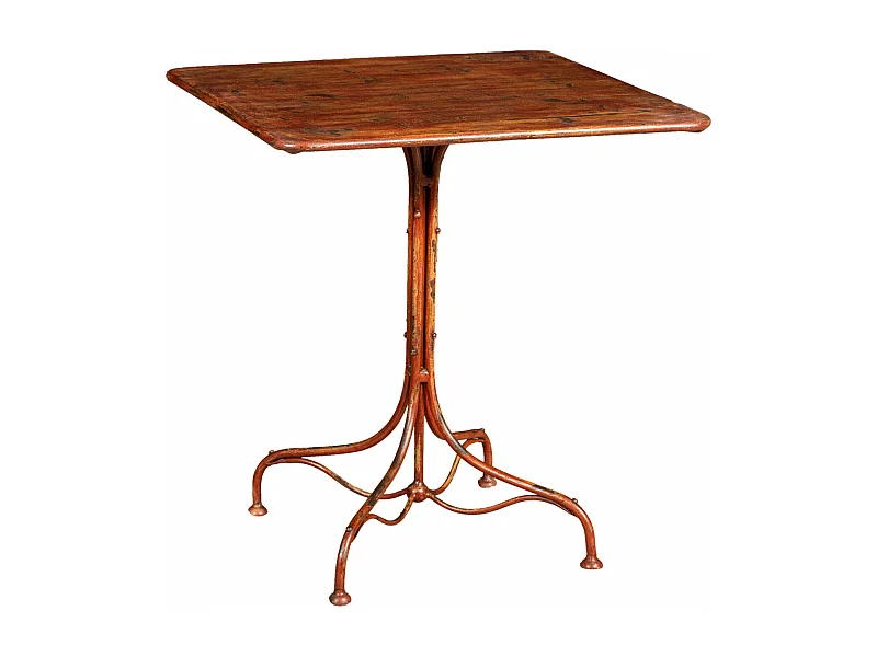 BISCOTTINI Table de Jardin - Pierre avec Finition Rouge Antique - Mobilier d'Extérieur - Balcon - Terrasse - Décorative - Table Basse - 70x70x76cm
