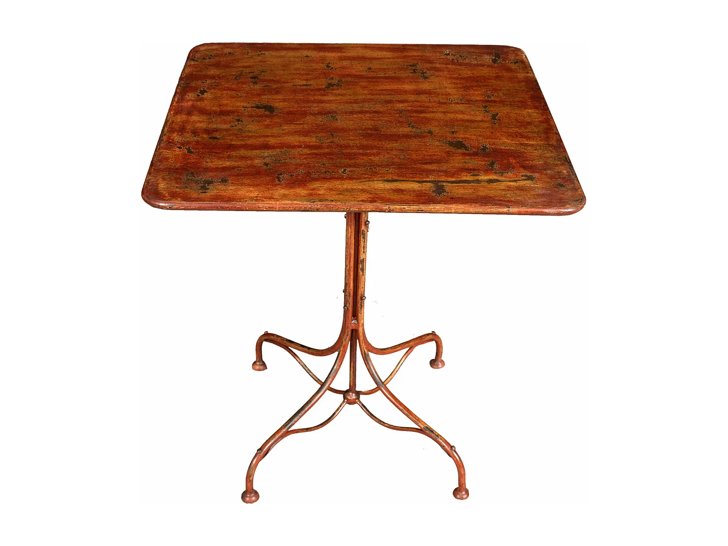 BISCOTTINI Table de Jardin - Pierre avec Finition Rouge Antique - Mobilier d'Extérieur - Balcon - Terrasse - Décorative - Table Basse - 70x70x76cm