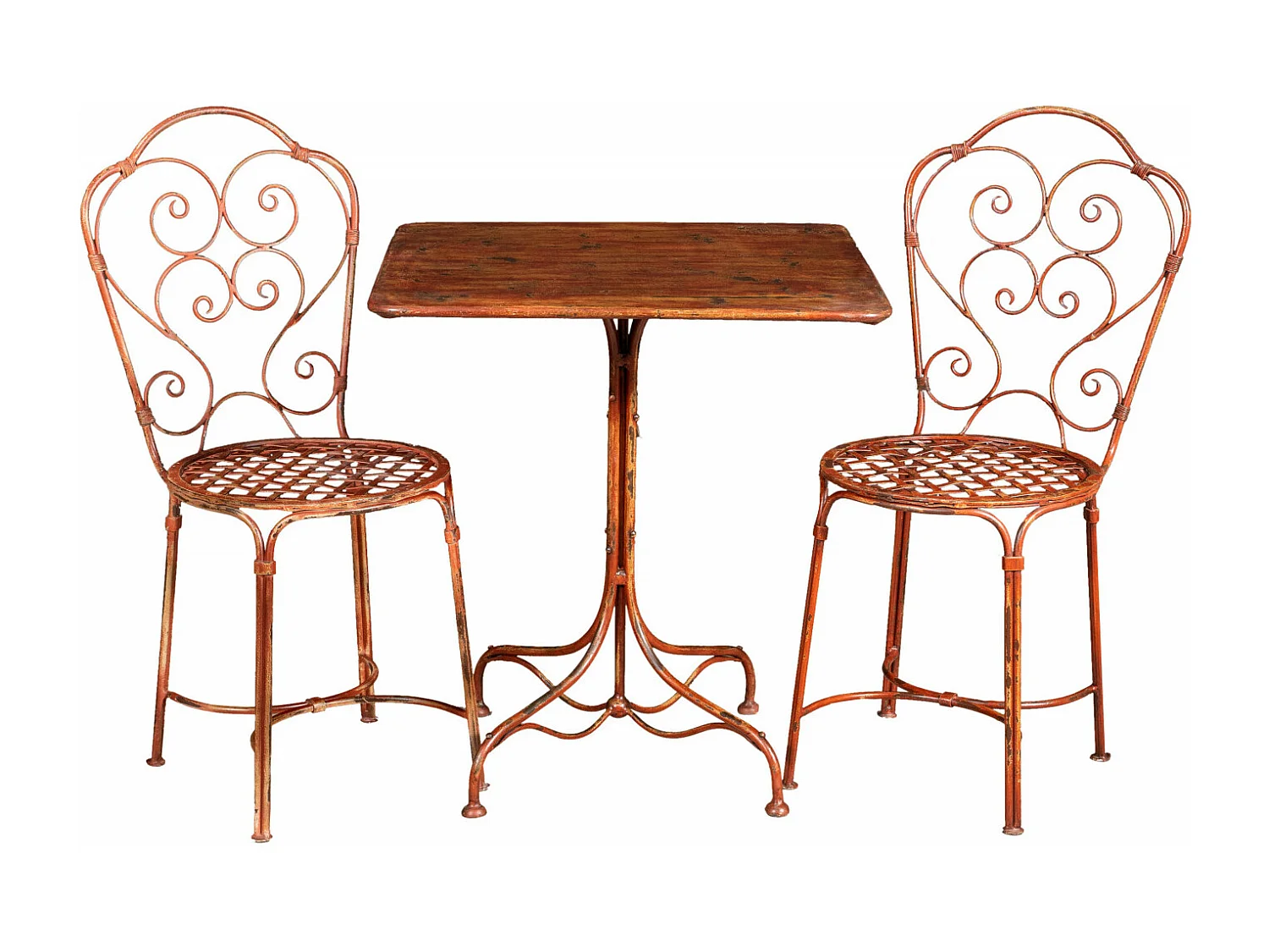 BISCOTTINI Table de Jardin - Pierre avec Finition Rouge Antique - Mobilier d'Extérieur - Balcon - Terrasse - Décorative - Table Basse - 70x70x76cm