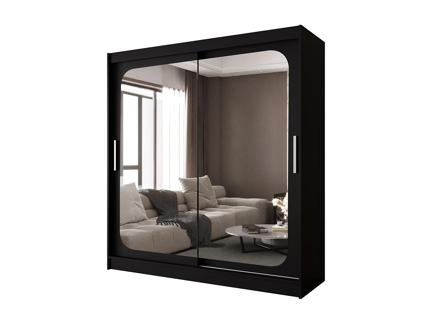 Zweitüriger Schiebeschrank mit Spiegel BALTIMORE B8 Schwarz