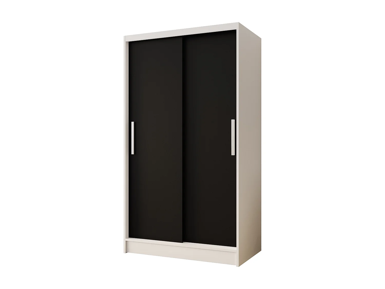 Zweitüriger Schiebeschrank CHICAGO CA1 Regalböden und Kleiderstange (Weiß/Schwarz)