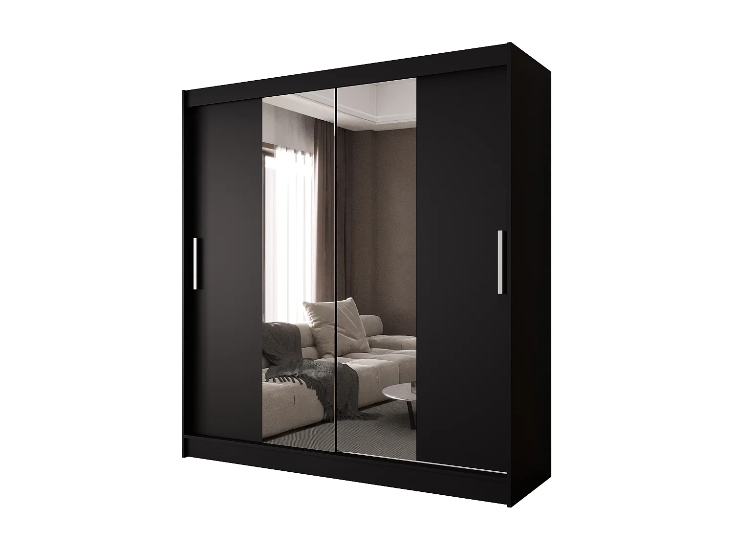 Zweitüriger Schiebeschrank mit Spiegel BALTIMORE B2 Schwarz