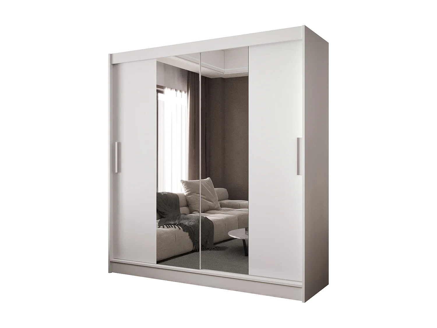 Zweitüriger Schiebeschrank mit Spiegel BALTIMORE B2 Weiß