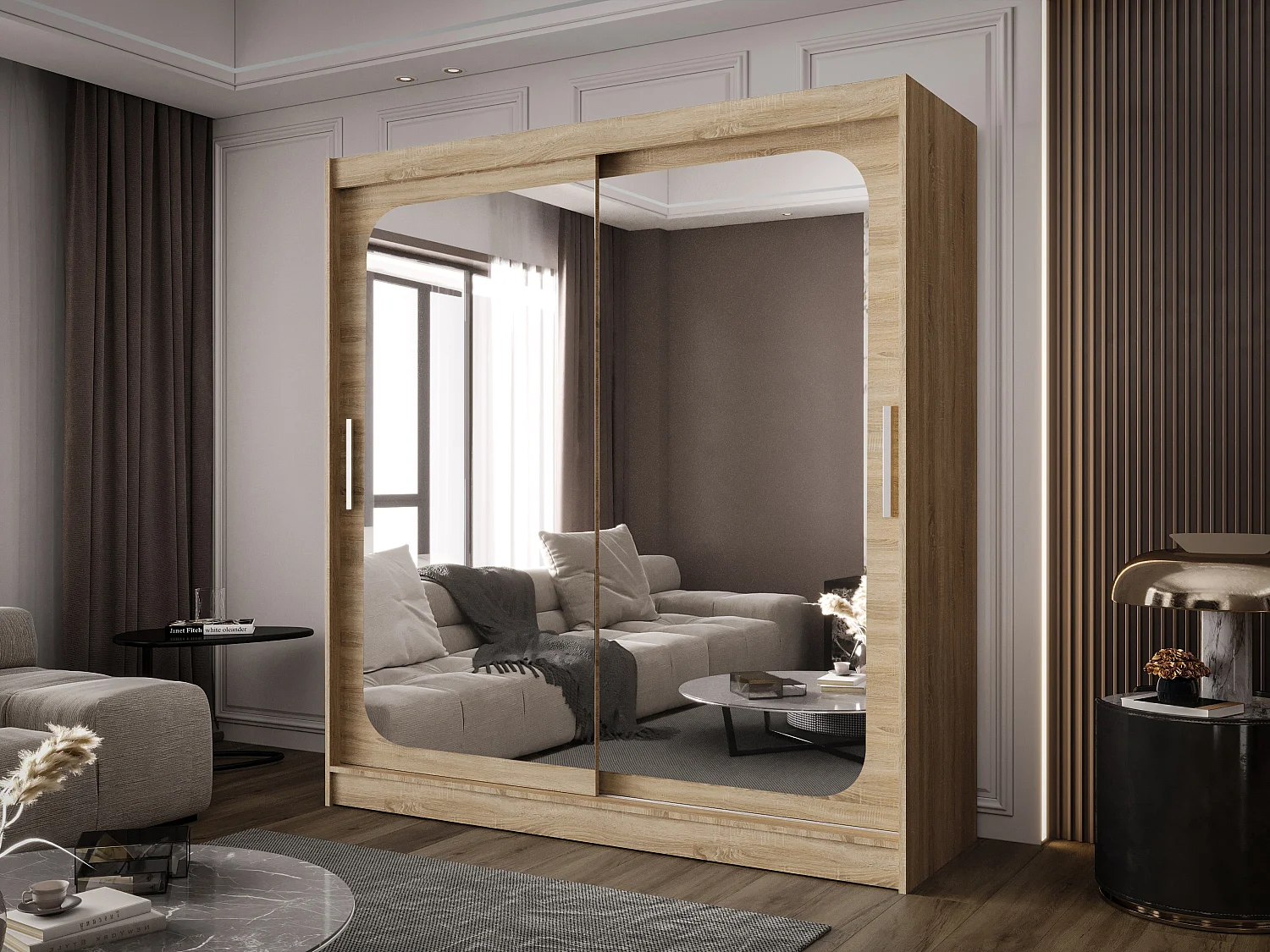 Zweitüriger Schiebeschrank mit Spiegel BALTIMORE B8 Sonoma