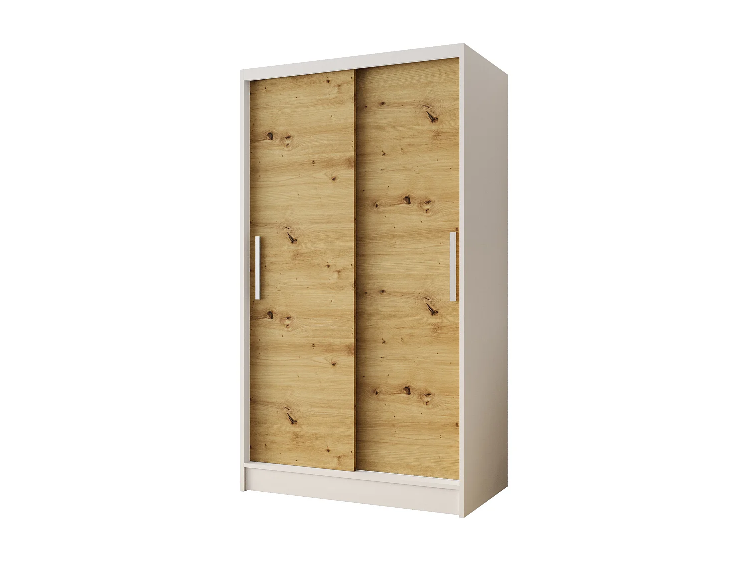 Zweitüriger Schiebeschrank CHICAGO CA1, Regalböden und Kleiderstange (Weiß/Artisan)