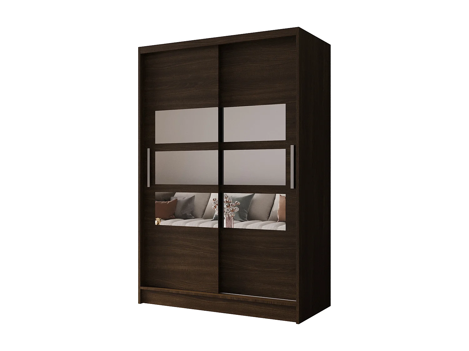 Zweitüriger Schiebeschrank mit Spiegel MESA M5 Choco mit Regalböden und Kleiderstange