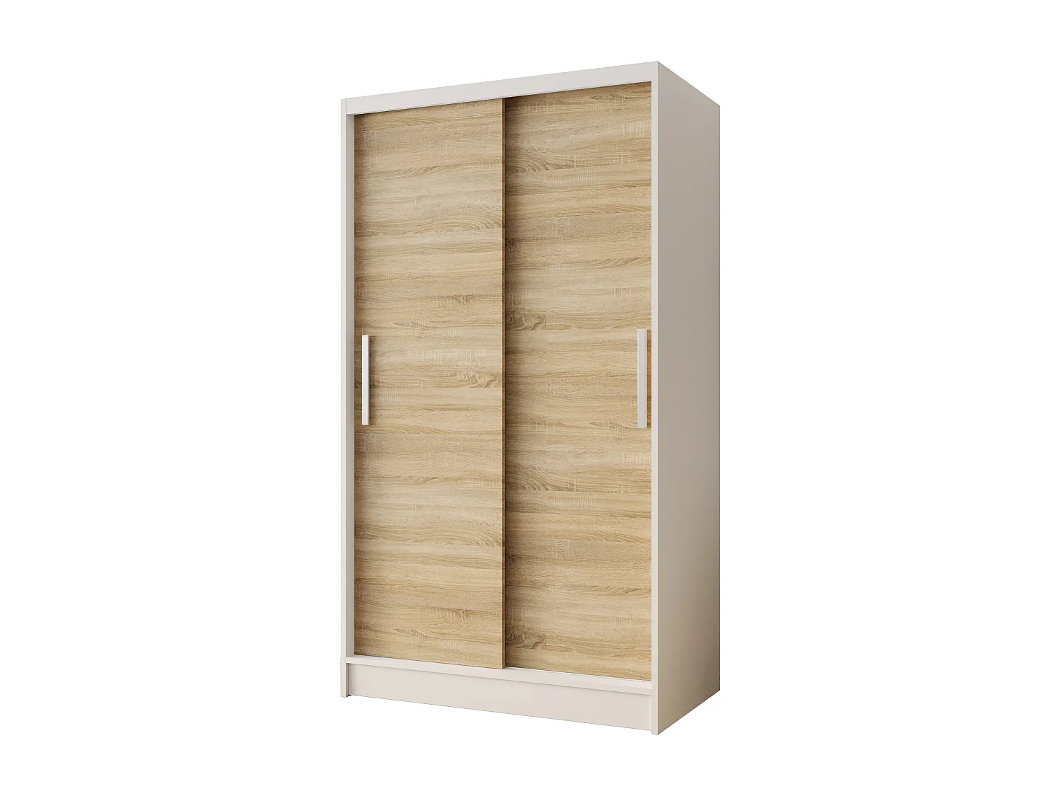 Zweitüriger Schiebeschrank CHICAGO CA1, Regalböden und Kleiderstange (Weiß/Sonoma)