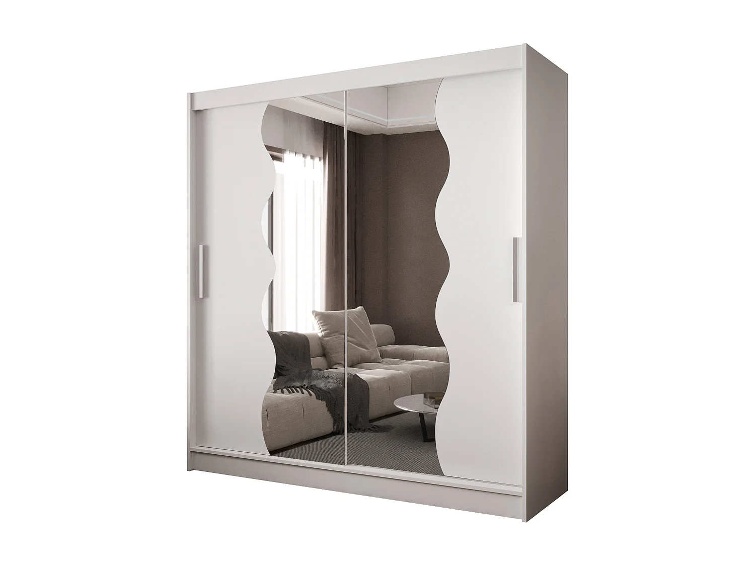 Zweitüriger Schiebeschrank mit Spiegel BALTIMORE B10 Weiß