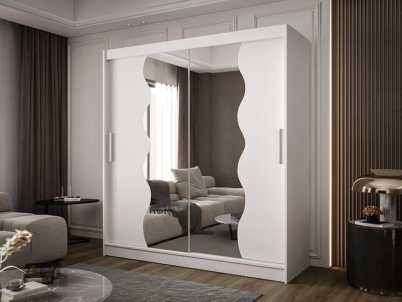 Zweitüriger Schiebeschrank mit Spiegel BALTIMORE B10 Weiß