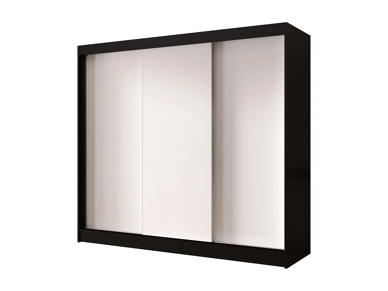 Dreitüriger Schiebeschrank DALLAS DY2, Regalböden und Kleiderstange (Schwarz/Weiß)