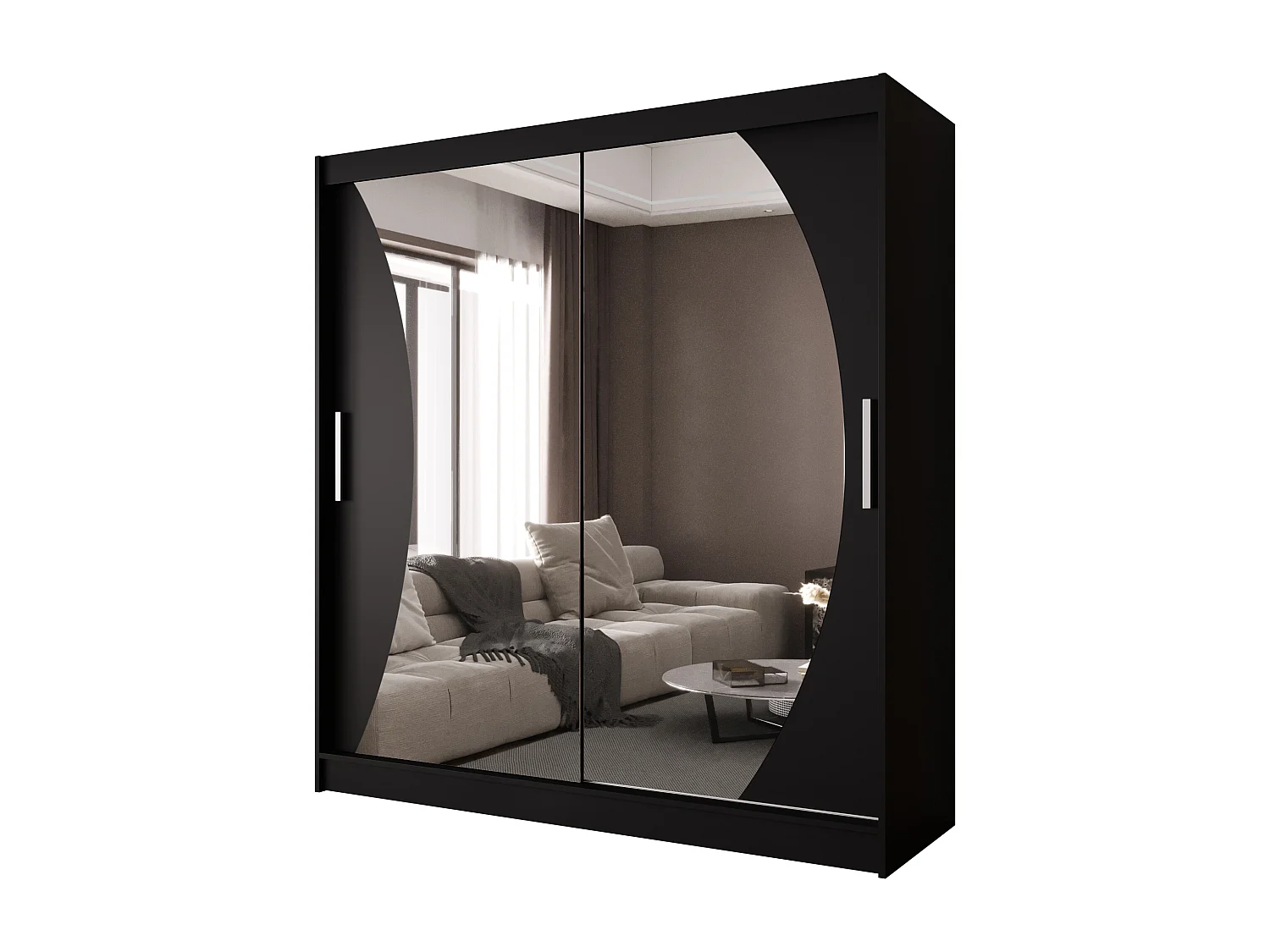 Zweitüriger Schiebeschrank mit Spiegel BALTIMORE B9 Schwarz