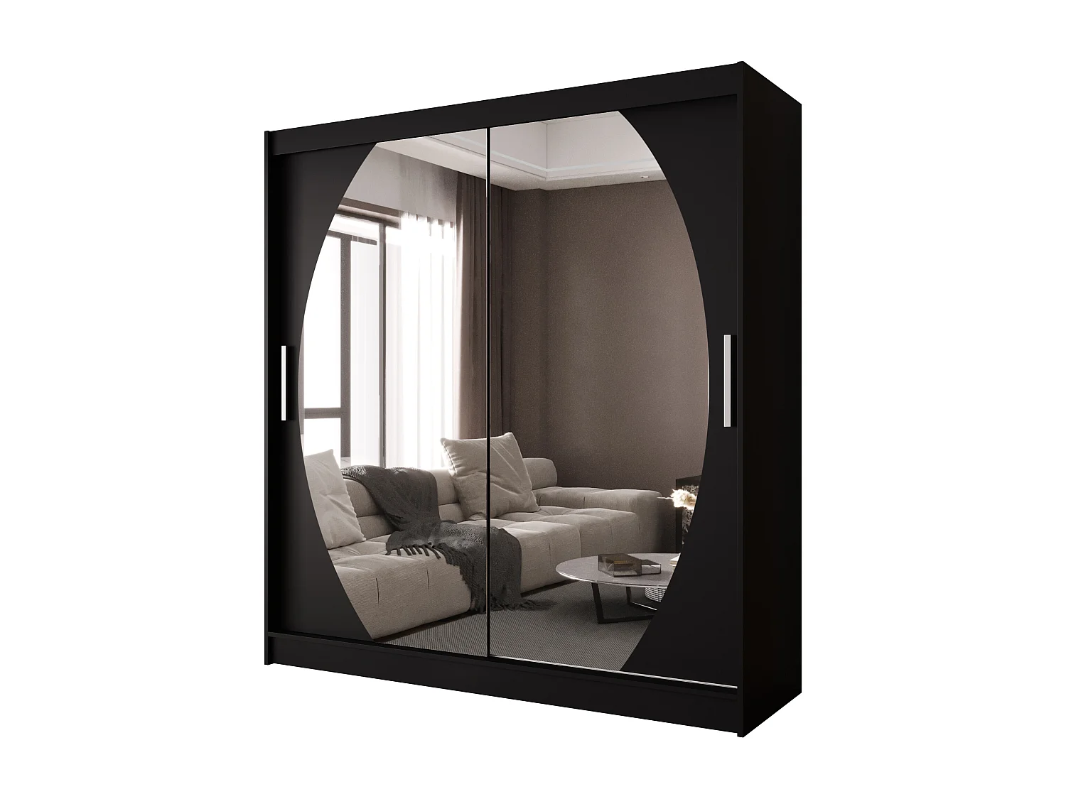 Zweitüriger Schiebeschrank mit Spiegel BALTIMORE B4 Schwarz