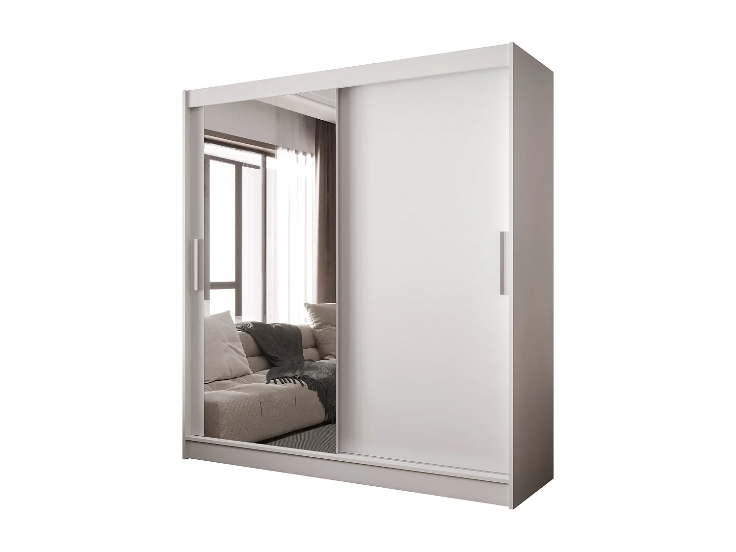 Zweitüriger Schiebeschrank mit Spiegel BALTIMORE B6 Weiß