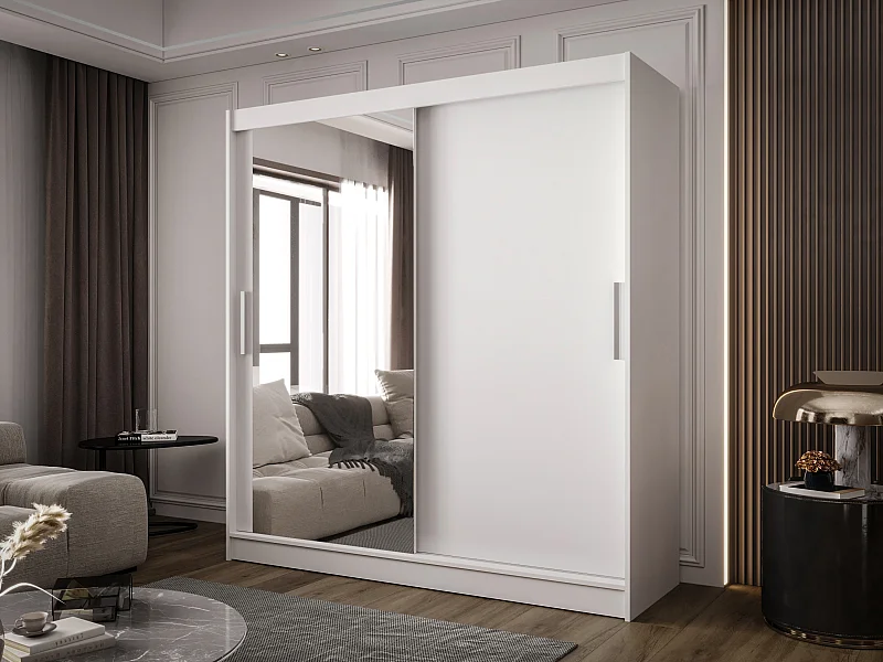 Zweitüriger Schiebeschrank mit Spiegel BALTIMORE B6 Weiß