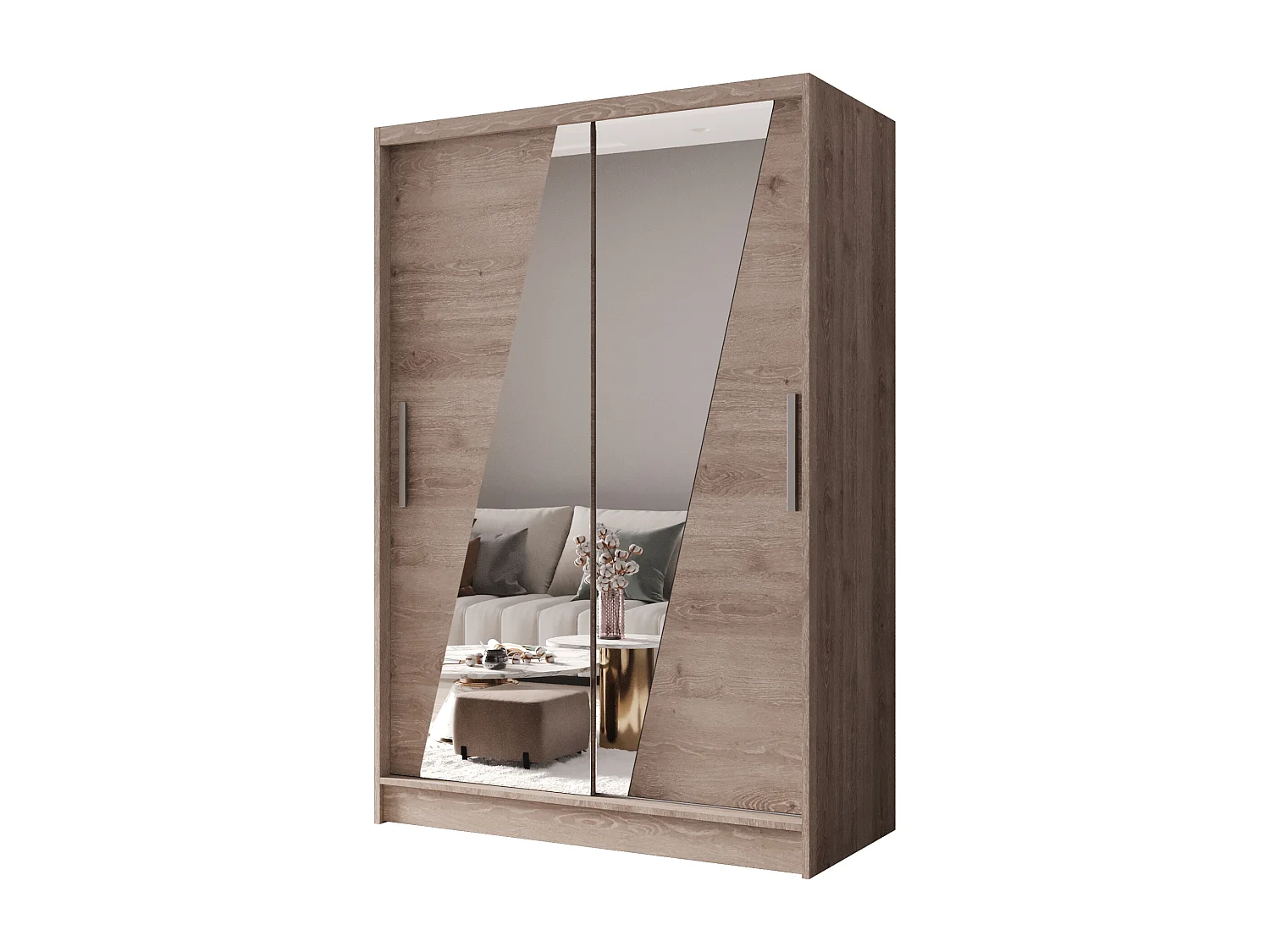 Zweitüriger Schiebeschrank mit Spiegel MESA M8 Truffle mit Regalböden und Kleiderstange