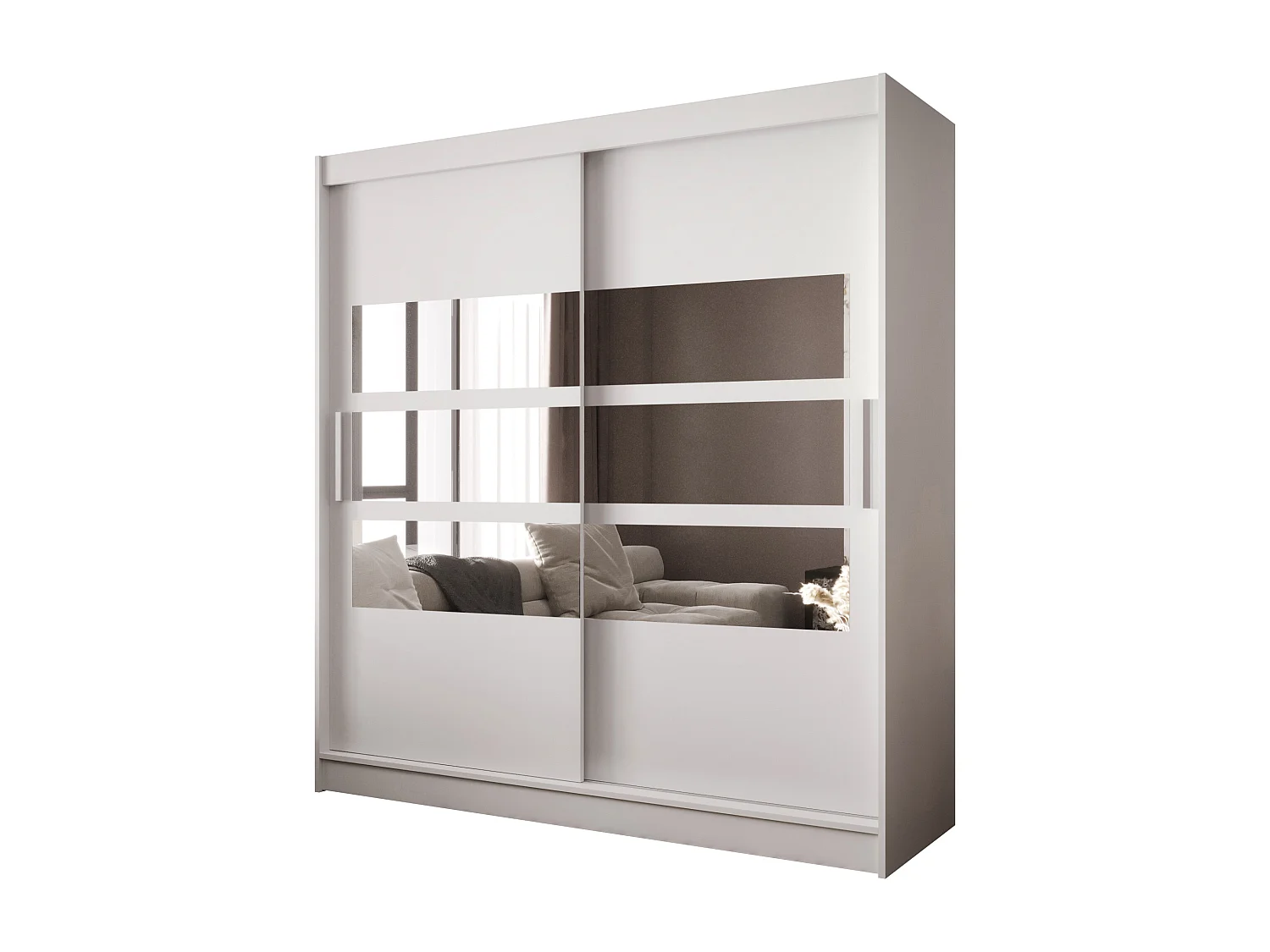 Zweitüriger Schiebeschrank mit Spiegel BALTIMORE B3 Weiß