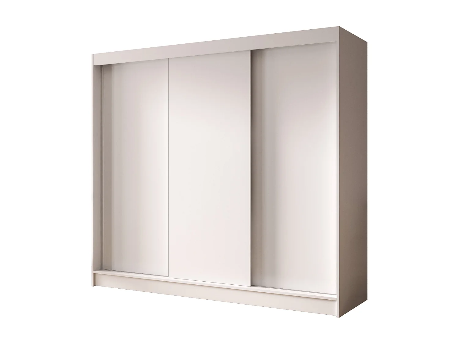 Dreitüriger Schiebeschrank DALLAS DY2, Regalböden und Kleiderstange (Weiß)