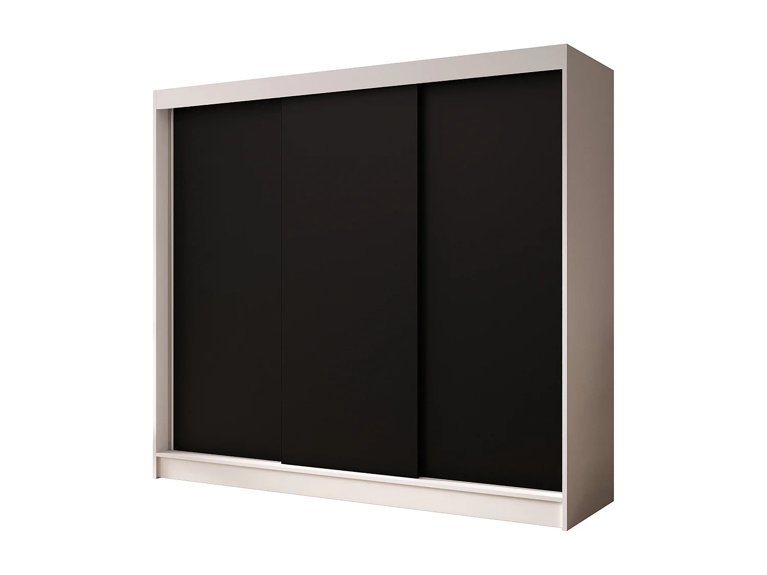 Dreitüriger Schiebeschrank DALLAS DY2, Regalböden und Kleiderstange (Weiß/Schwarz)