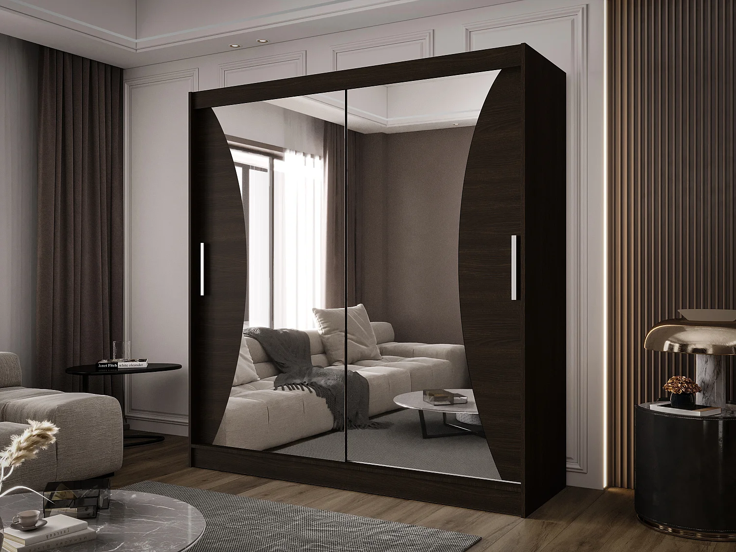 Zweitüriger Schiebeschrank mit Spiegel BALTIMORE B5 Choco