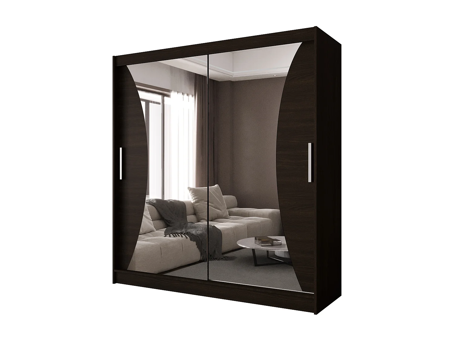 Zweitüriger Schiebeschrank mit Spiegel BALTIMORE B5 Choco