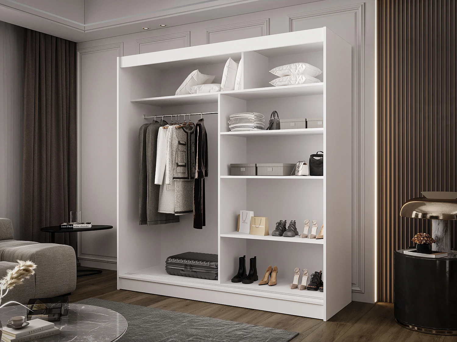 Zweitüriger Schiebeschrank mit Spiegel BALTIMORE B5 Choco