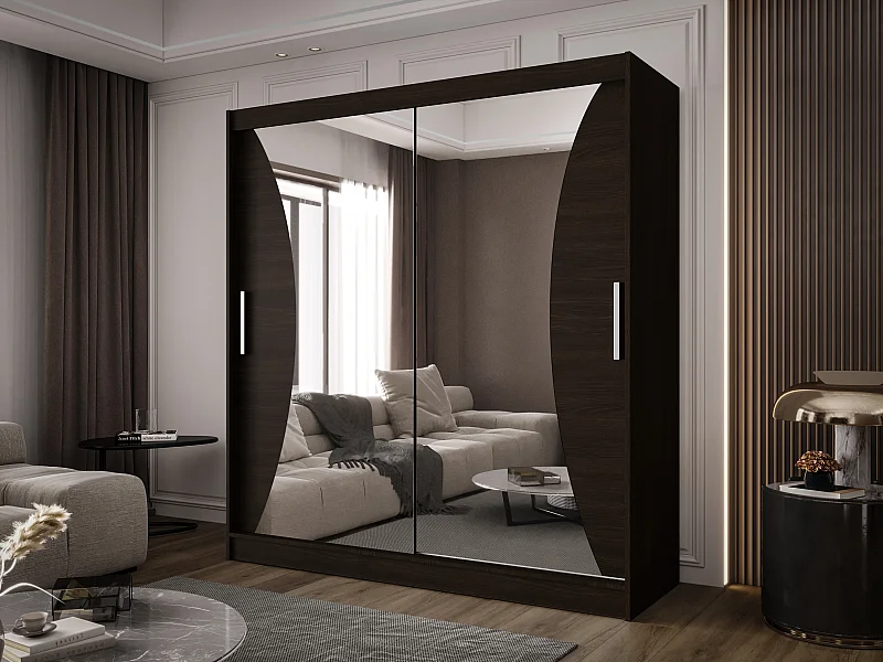 Zweitüriger Schiebeschrank mit Spiegel BALTIMORE B5 Choco