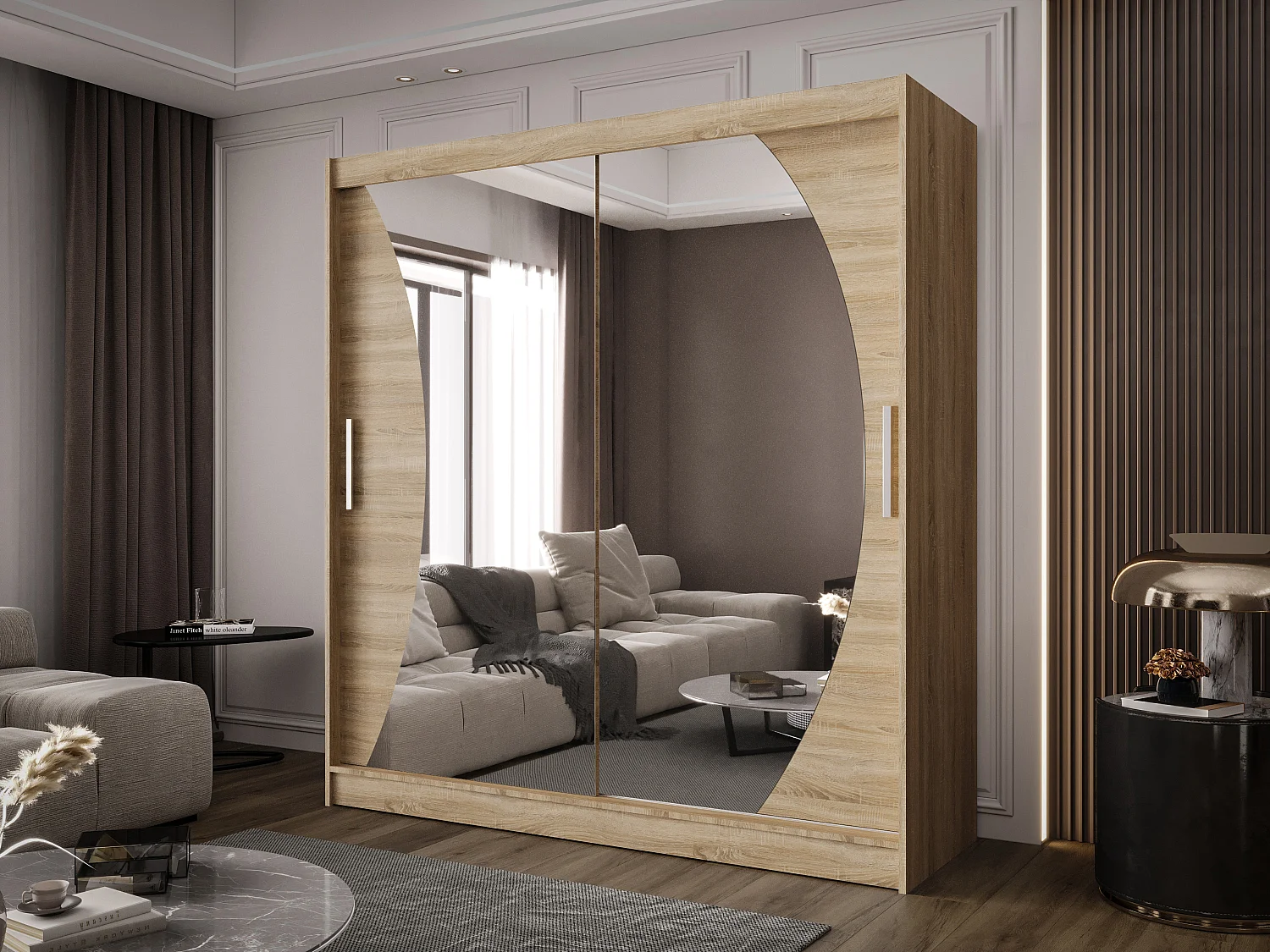 Zweitüriger Schiebeschrank mit Spiegel BALTIMORE B9 Sonoma