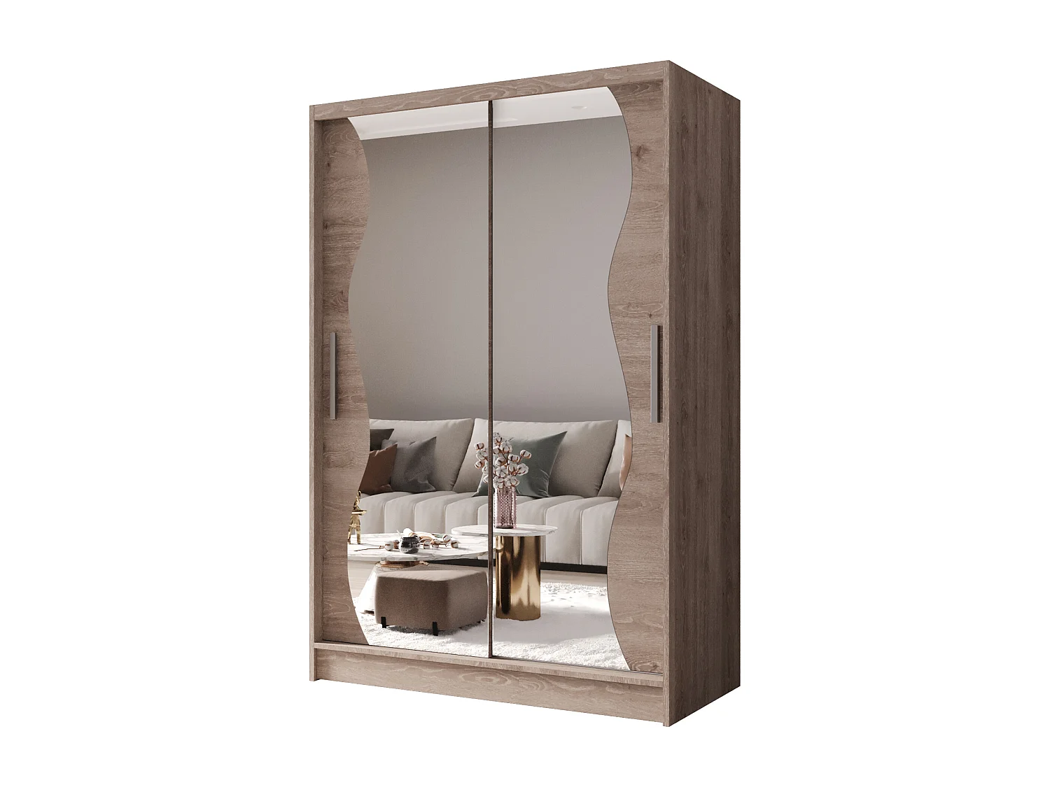 Zweitüriger Schiebeschrank mit Spiegel MESA MS Truffle mit Regalböden und Kleiderstange