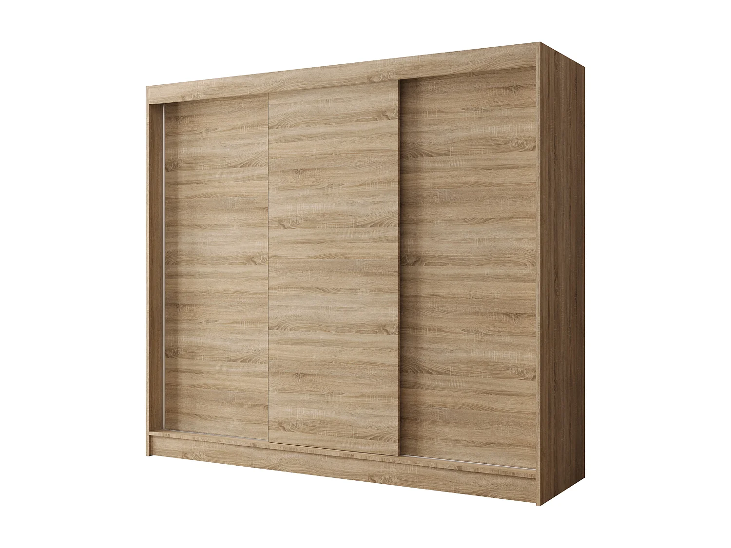 Dreitüriger Schiebeschrank DALLAS DY2, Regalböden und Kleiderstange (Sonoma)