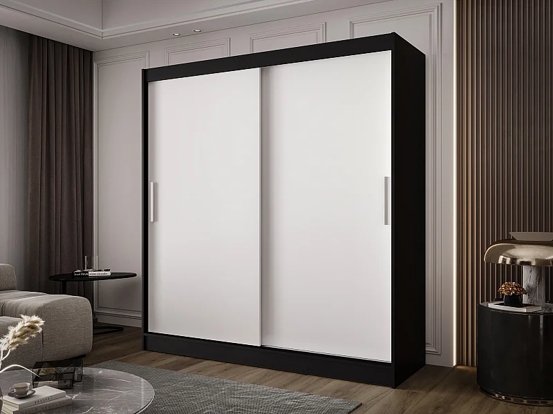 Zweitüriger Schiebeschrank BALTIMORE B1 Schwarz/Weiß