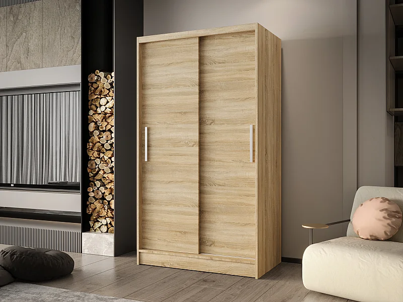 Zweitüriger Schiebeschrank CHICAGO CA1, Regalböden und Kleiderstange (Sonoma)