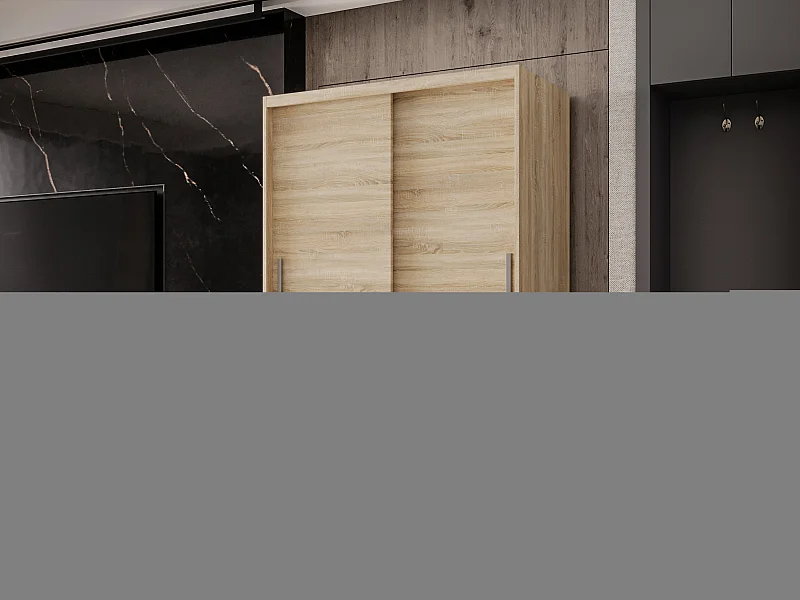 Zweitüriger Schiebeschrank MESA M1 Sonoma mit Regalböden und Kleiderstange