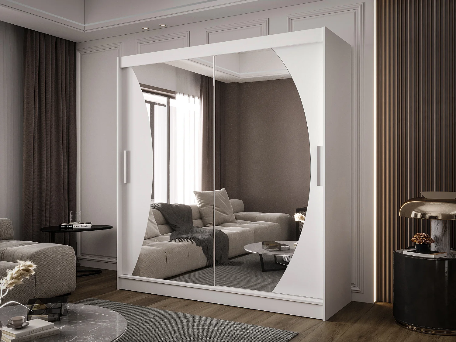 Zweitüriger Schiebeschrank mit Spiegel BALTIMORE B9 Weiß