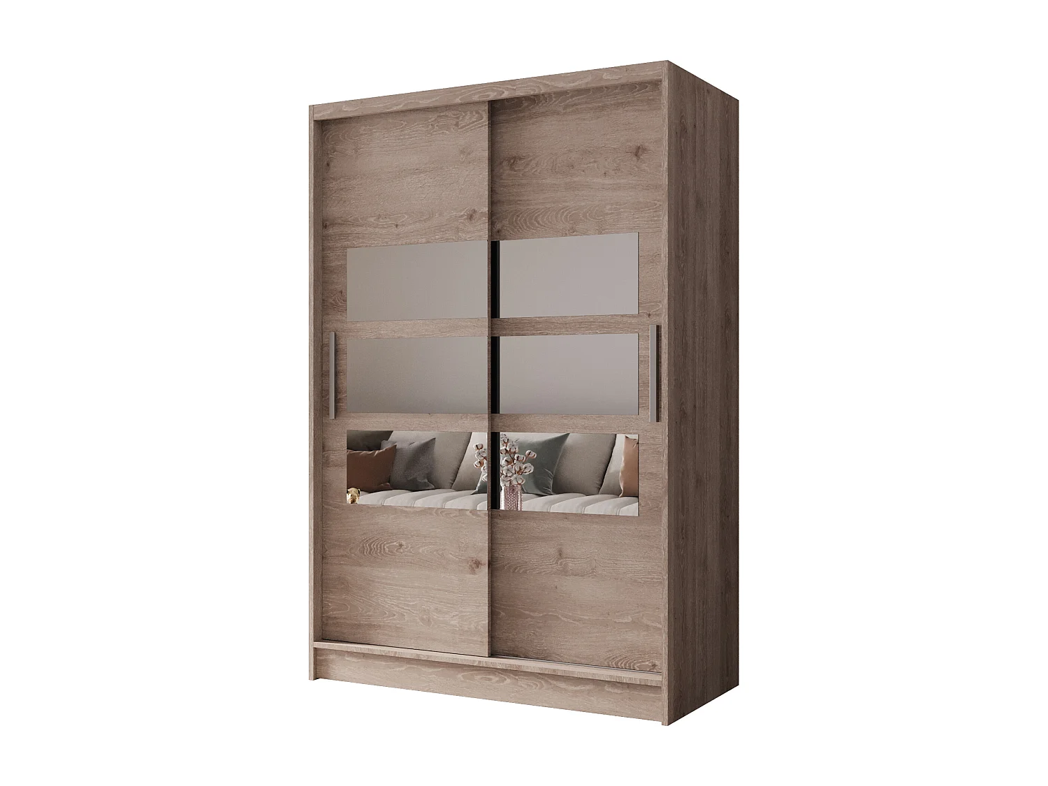 Zweitüriger Schiebeschrank mit Spiegel MESA M5 Truffle mit Regalböden und Kleiderstange