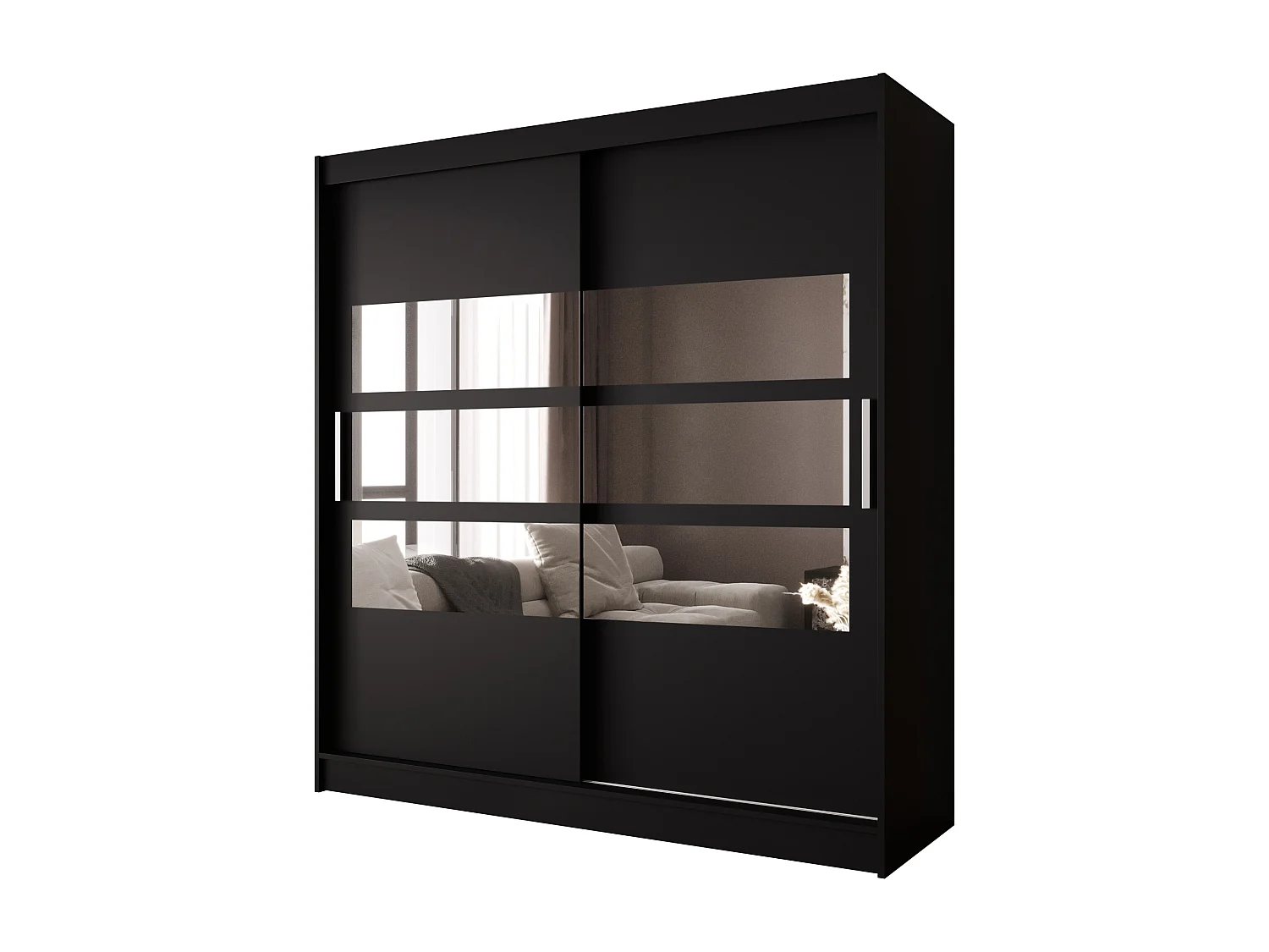 Zweitüriger Schiebeschrank mit Spiegel BALTIMORE B3 Schwarz