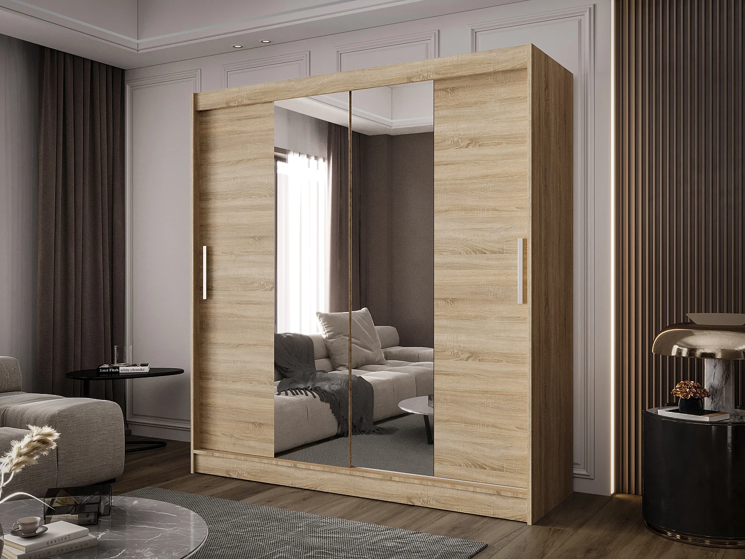 Zweitüriger Schiebeschrank mit Spiegel BALTIMORE B2 Sonoma