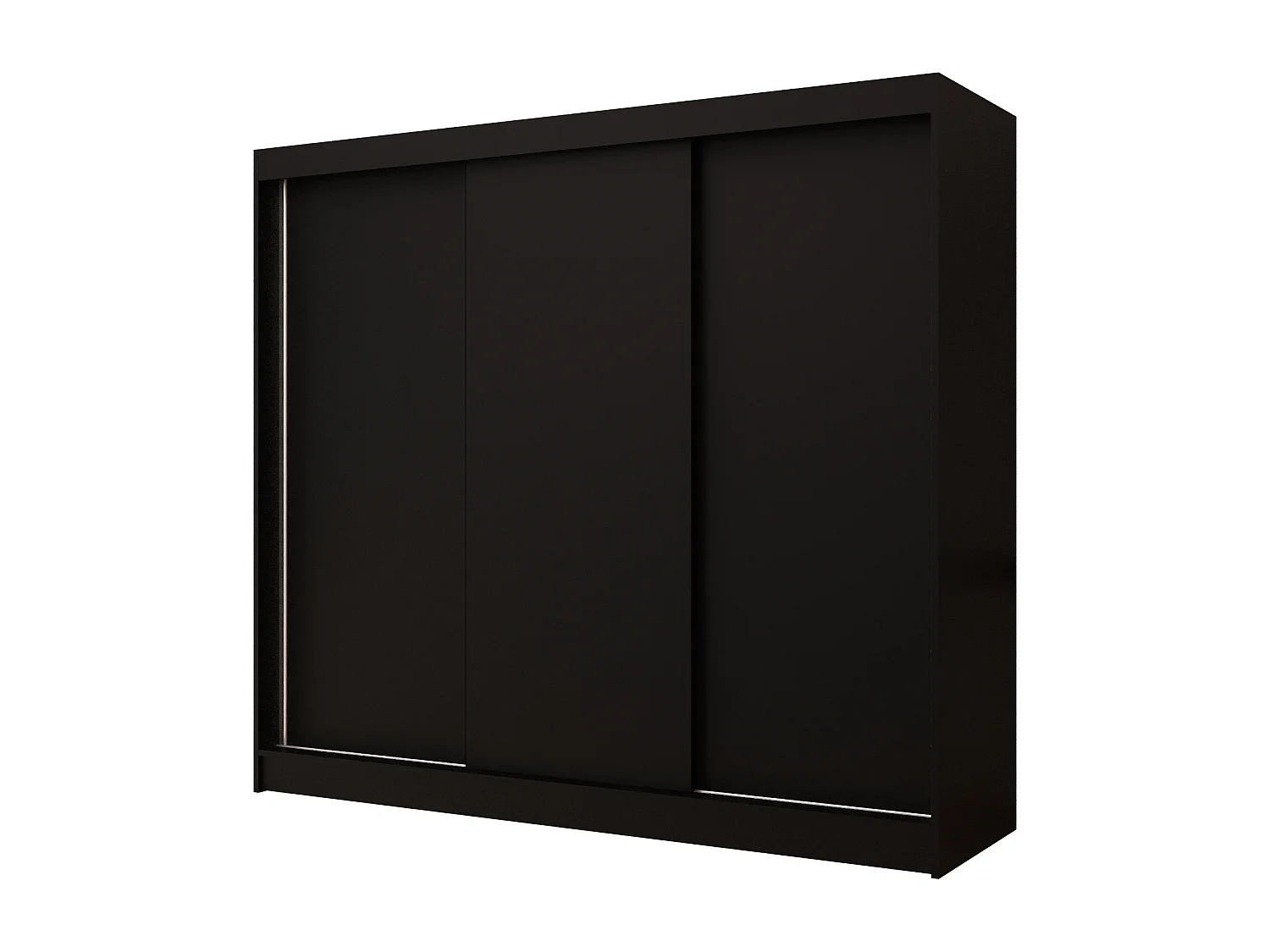 Dreitüriger Schiebeschrank DALLAS DY2, Regalböden und Kleiderstange (Schwarz)
