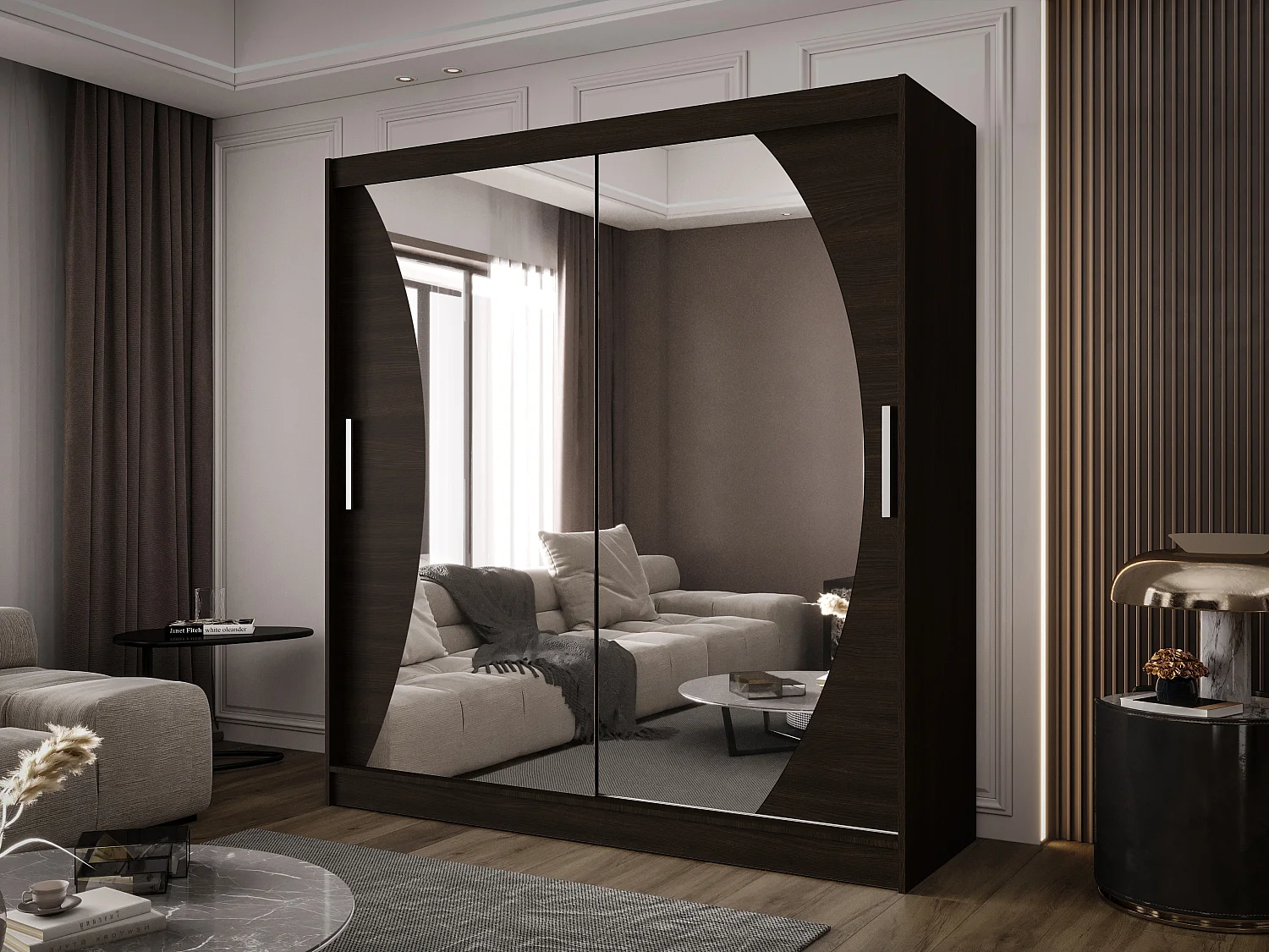 Zweitüriger Schiebeschrank mit Spiegel BALTIMORE B9 Choco