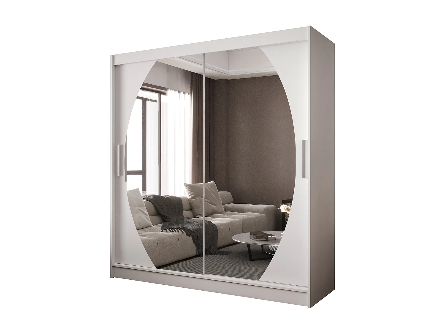 Zweitüriger Schiebeschrank mit Spiegel BALTIMORE B4 Weiß