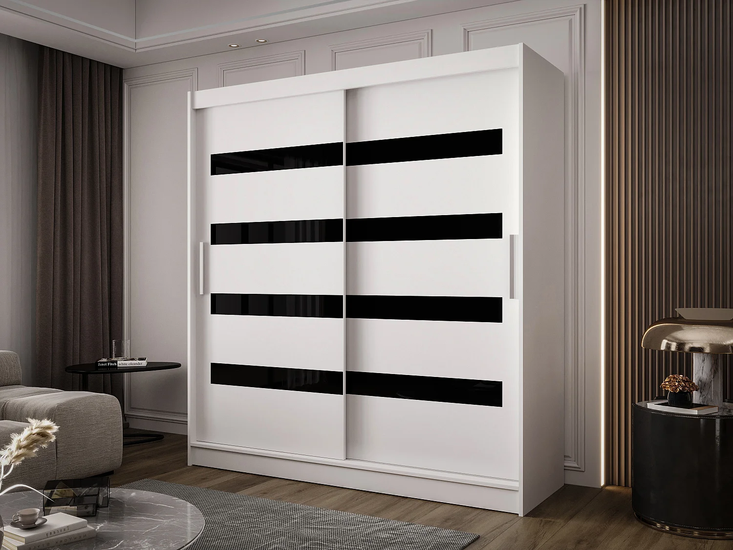 Zweitüriger Schiebeschrank mit Spiegel BALTIMORE B11 Weiß