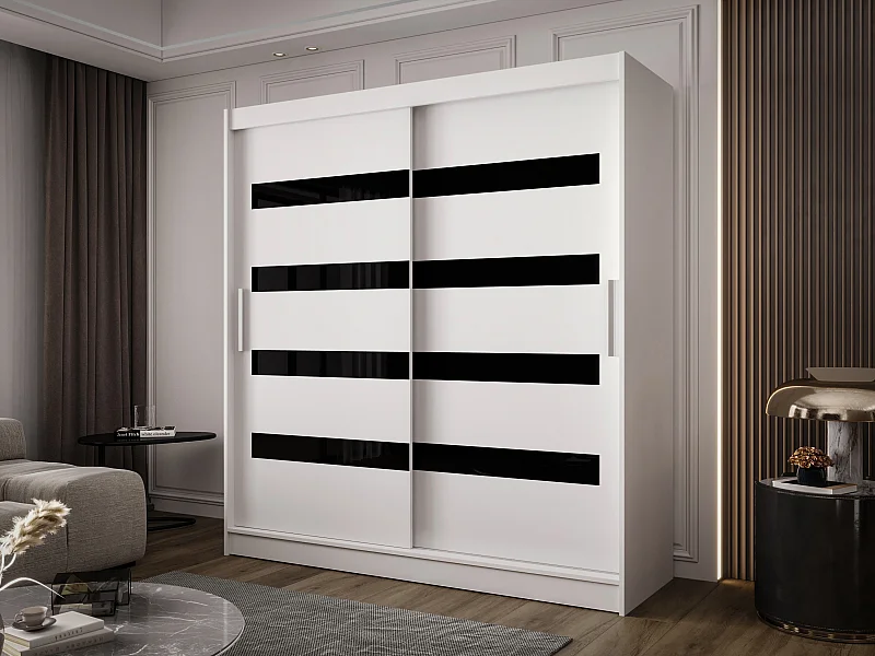 Zweitüriger Schiebeschrank mit Spiegel BALTIMORE B11 Weiß