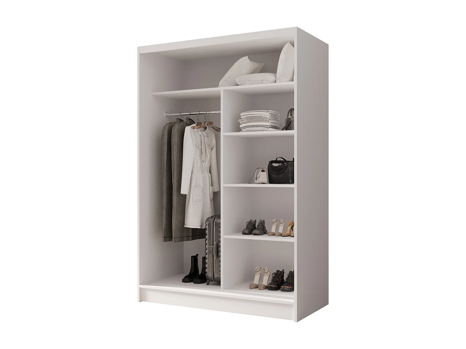 Zweitüriger Schiebeschrank mit Spiegel MESA M2 Choco mit Regalböden und Kleiderstange